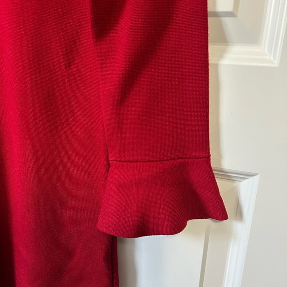 Flutter Sleeve Stretchy Pull on Red Dress - Picture 3 of 8
